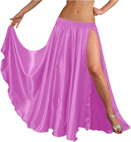 Indian Trendy 36" Long Women's Satin 2 Slit Full Skirt Belly Dance Gypsy Tribal 9 Yard Panel Jupe Flamenco Rock in Saudi Arabia