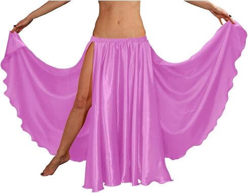 Indian Trendy 36" Long Women's Satin 2 Slit Full Skirt Belly Dance Gypsy Tribal 9 Yard Panel Jupe Flamenco Rock in Saudi Arabia
