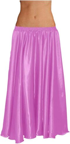 Indian Trendy 36" Long Women's Satin 2 Slit Full Skirt Belly Dance Gypsy Tribal 9 Yard Panel Jupe Flamenco Rock in Saudi Arabia