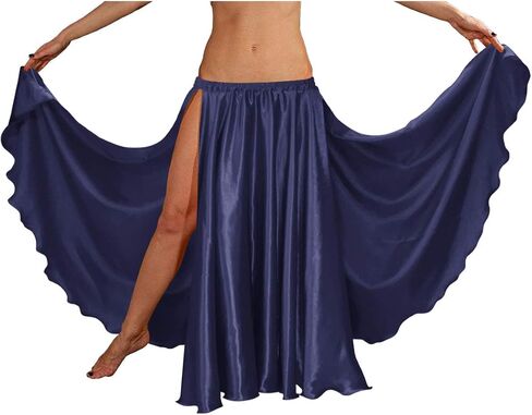 Indian Trendy 36" Long Women's Satin 2 Slit Full Skirt Belly Dance Gypsy Tribal 9 Yard Panel Jupe Flamenco Rock in Saudi Arabia