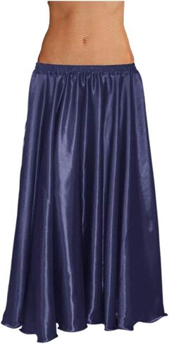 Indian Trendy 36" Long Women's Satin 2 Slit Full Skirt Belly Dance Gypsy Tribal 9 Yard Panel Jupe Flamenco Rock in Saudi Arabia