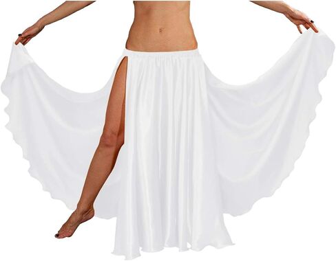 Indian Trendy 36" Long Women's Satin 2 Slit Full Skirt Belly Dance Gypsy Tribal 9 Yard Panel Jupe Flamenco Rock in Saudi Arabia