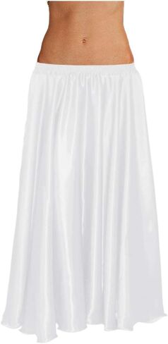 Indian Trendy 36" Long Women's Satin 2 Slit Full Skirt Belly Dance Gypsy Tribal 9 Yard Panel Jupe Flamenco Rock in Saudi Arabia