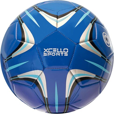 كرة قدم مقاس 5، عبوة من قطعتين (أزرق/فضي، برتقالي/أزرق/أصفر) مع مضخة in Kuwait