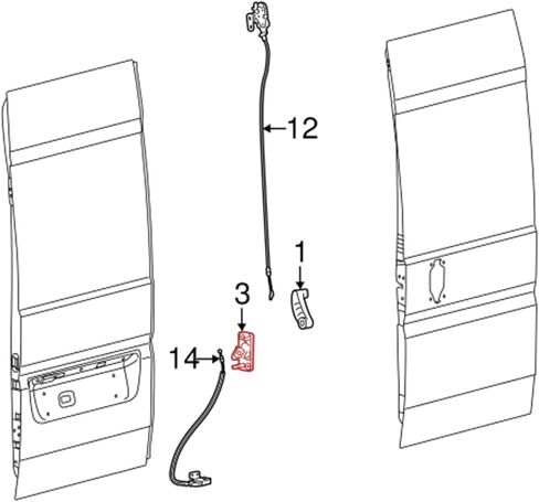 اسطوانة قفل الباب الخلفي الجانب الأيسر متوافقة مع Ram Promaster 1500 2500 3500 Cargo Van 3.0L 3.6L 2014 2015 2016 2017 2018 2019 2020 2021 68095820AA in Kuwait