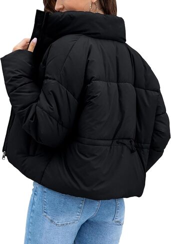 Women's Winter Quilted Jackets Casual Long Sleeve Puffer Coat Padded Outwear with Pockets in Saudi Arabia