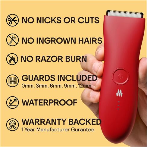 Meridian - The Trimmer - Electric Body & Groin Hair Trimmer - Waterproof and Cordless for Wet/Dry Use - Painlessly Remove Hair to Feel Fresh Down There - for Men & Women - 90 Min Battery Life - Onyx in Kuwait