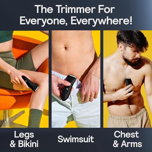 Meridian - The Trimmer - Electric Body & Groin Hair Trimmer - Waterproof and Cordless for Wet/Dry Use - Painlessly Remove Hair to Feel Fresh Down There - for Men & Women - 90 Min Battery Life - Onyx in Kuwait