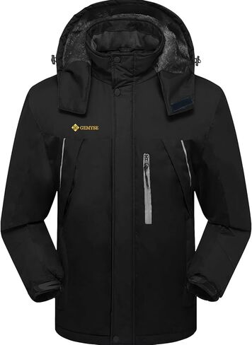 GEMYSE Men's Windproof Ski Jacket Warm Raincoats Snowboarding Hooded Parka With Multi-Pockets in Kuwait