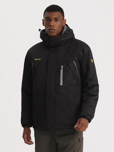 GEMYSE Men's Windproof Ski Jacket Warm Raincoats Snowboarding Hooded Parka With Multi-Pockets in Kuwait