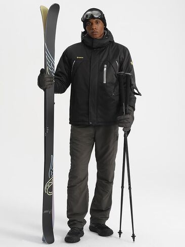 GEMYSE Men's Windproof Ski Jacket Warm Raincoats Snowboarding Hooded Parka With Multi-Pockets in Kuwait