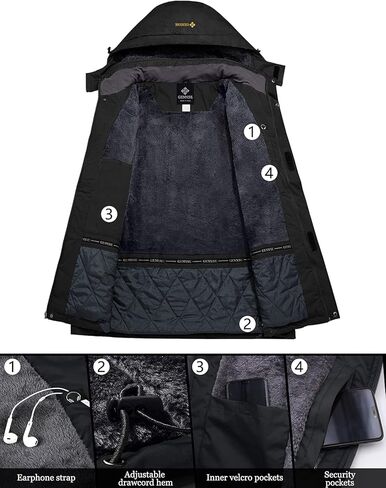 GEMYSE Men's Windproof Ski Jacket Warm Raincoats Snowboarding Hooded Parka With Multi-Pockets in Kuwait