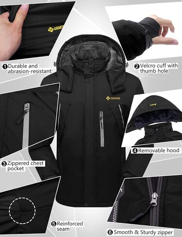 GEMYSE Men's Windproof Ski Jacket Warm Raincoats Snowboarding Hooded Parka With Multi-Pockets in Kuwait
