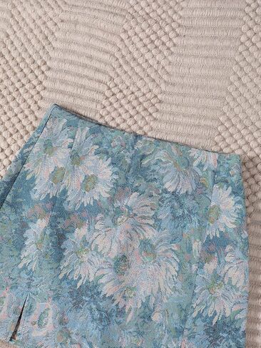 Floerns Women's Boho Floral Jacquard High Waist Split Hem Short Mini Skirt in Saudi Arabia
