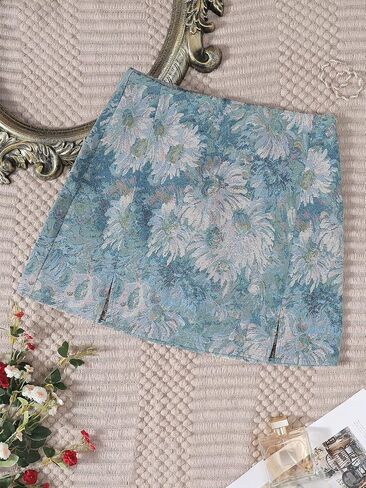 Floerns Women's Boho Floral Jacquard High Waist Split Hem Short Mini Skirt in Saudi Arabia