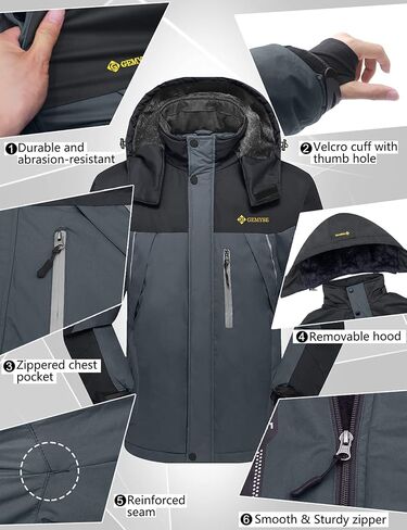 GEMYSE Men's Windproof Ski Jacket Warm Raincoats Snowboarding Hooded Parka With Multi-Pockets in Saudi Arabia