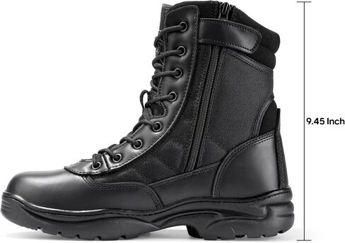 NORTIV 8 Men's Military Tactical Work Boots Side Zipper Leather Motorcycle Combat Boots in Kuwait
