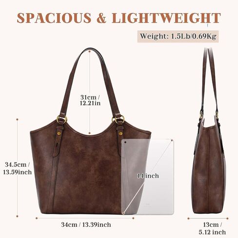 VASCHY Tote Bag Purse for Women, Fashion Large Vegan Leather Top Handle Satchel Shoulder Bag Handbag with Zipper for Work in Kuwait