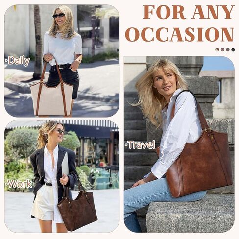 VASCHY Tote Bag Purse for Women, Fashion Large Vegan Leather Top Handle Satchel Shoulder Bag Handbag with Zipper for Work in Kuwait