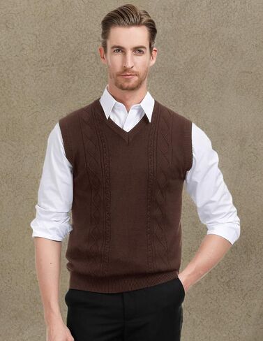 PJ PAUL JONES Men's V Neck Sweater Vest Cable Knitted Pullover Sweaters Vest in Kuwait