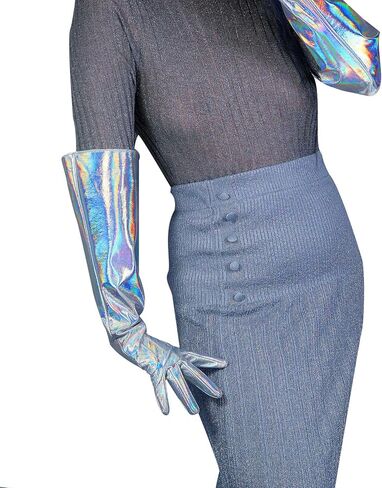 DooWay Long Leather Gauntlet Gloves Oversized Puff Sleeves for Cosplay Costume Party in Kuwait