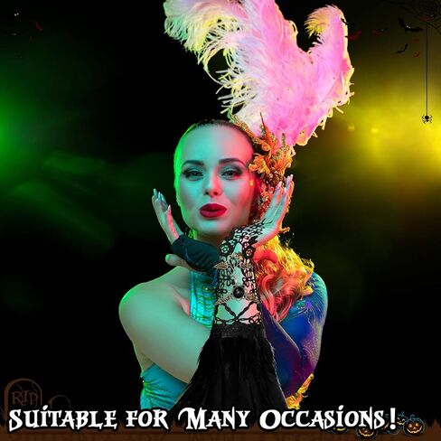 3 أزواج من قفازات Mepase النسائية الطويلة من الدانتيل ذات الريش الأسود لحفلات الزفاف والهالوين in Kuwait