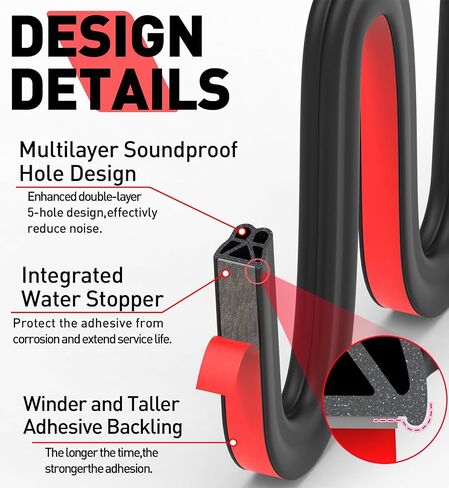 Car Door Rubber Seal Strip 52.49ft Automotive Weather Stripping Double Layer Auto Weatherstrip Universal Self Adhesive Soundproof Sealing Strip for Cars Truck Rv Pickup in Kuwait