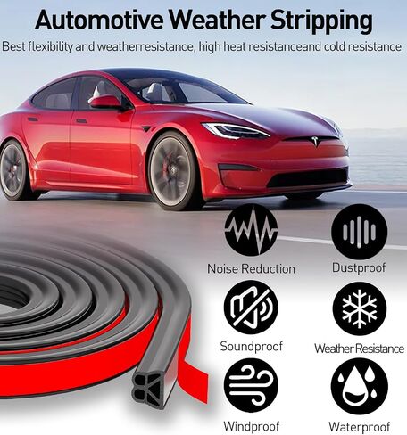 Car Door Rubber Seal Strip 52.49ft Automotive Weather Stripping Double Layer Auto Weatherstrip Universal Self Adhesive Soundproof Sealing Strip for Cars Truck Rv Pickup in Kuwait