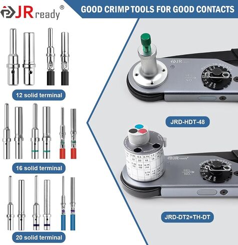 JRready ST6451 Deutsch Connector Pins, Deutsch Solid Pin, Deutsch Contact Kit Size 8 12 16 20 Male Pins and Female Sockets Support Wire Guage 22-8AWG for DT, DTM, DTP, DTHD Series Connectors in Kuwait