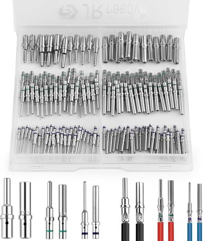 JRready ST6451 Deutsch Connector Pins, Deutsch Solid Pin, Deutsch Contact Kit Size 8 12 16 20 Male Pins and Female Sockets Support Wire Guage 22-8AWG for DT, DTM, DTP, DTHD Series Connectors in Kuwait