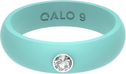 QALO Men & Women's Rubber Silicone Ring, FR Classic White Cubic Zirconia in Silver Gemstone Silicone Rubber Wedding Band, Breathable, Durable Engagement Silicone Ring, 9mm wide, 2mm thick, Multi Colors & Sizes in Saudi Arabia