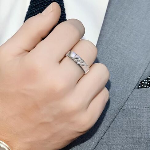 0.06 cttw Round Cut Natural Diamond Men's Wedding Band | Tension Mount Setting Five Stone Ring | 925 Sterling Silver in Saudi Arabia