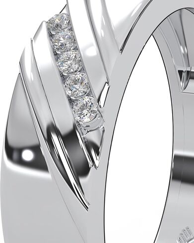 0.06 cttw Round Cut Natural Diamond Men's Wedding Band | Tension Mount Setting Five Stone Ring | 925 Sterling Silver in Saudi Arabia