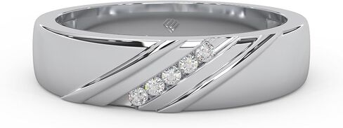 0.06 cttw Round Cut Natural Diamond Men's Wedding Band | Tension Mount Setting Five Stone Ring | 925 Sterling Silver in Saudi Arabia