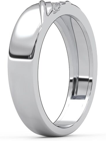0.06 cttw Round Cut Natural Diamond Men's Wedding Band | Tension Mount Setting Five Stone Ring | 925 Sterling Silver in Saudi Arabia