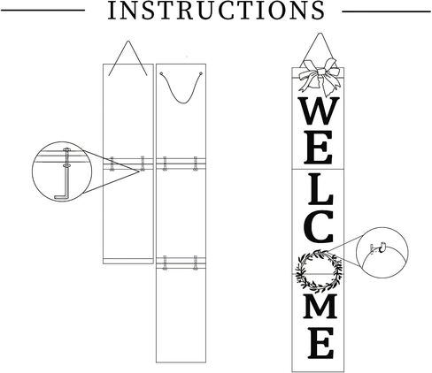 Welcome Sign for Front Porch– 47inch with 12 Wooden Interchangeable Vertical Home Wall Decor(6 double sided disks), Standing and Hanging Farmhouse Outdoor Indoor Decor Welcome Door Sign for in Kuwait