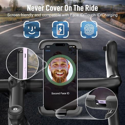 حامل هاتف للدراجة، حامل هاتف عالمي للدراجات النارية Moman PML1 قابل للدوران 360 درجة مع مشبك مقود سريع التحرير متوافق مع هاتف iPhone Samsung 4.7"-6.8" وحامل هاتف للدراجات النارية ودراجة نارية in Kuwait