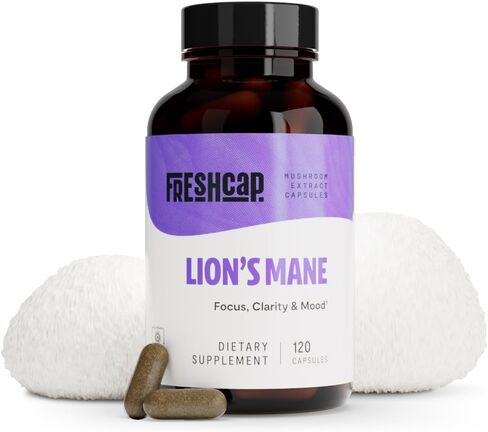 FreshCap Lions Mane Supplement Capsules - Ayurveda Premium USDA Organic Dual Extracted Mushrooms - Third Party Tested - Whole Fruiting Body - Non-GMO, Gluten Free, Vegan, for Memory & Immunity (120ct) in Saudi Arabia