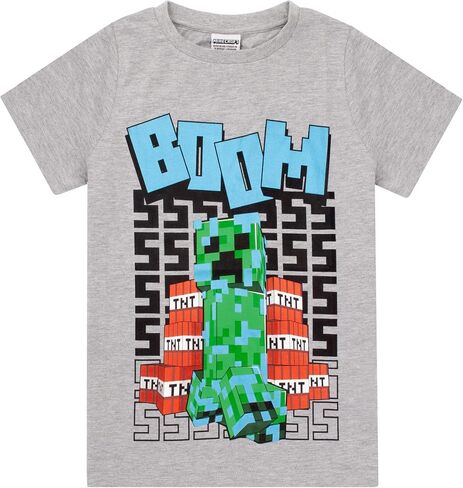 Minecraft T Shirt Boys Charged Creeper Short Sleeve Grey Top Merchandise in Kuwait