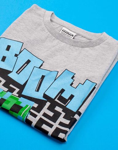 Minecraft T Shirt Boys Charged Creeper Short Sleeve Grey Top Merchandise in Kuwait