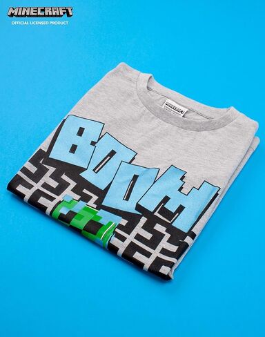 Minecraft T Shirt Boys Charged Creeper Short Sleeve Grey Top Merchandise in Kuwait