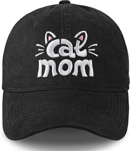 Cat Mom Hats, Cat Gifts for Women, Embroidered Washed Adjustable Baseball Caps for Cat Lovers Mama Wife, Cat Themed Gifts in Saudi Arabia