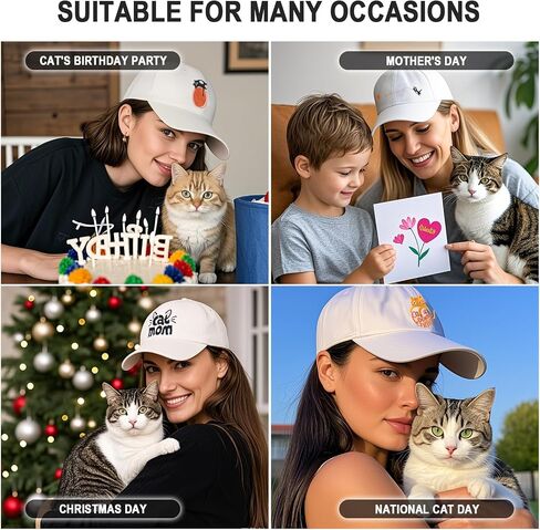 Cat Mom Hats, Cat Gifts for Women, Embroidered Washed Adjustable Baseball Caps for Cat Lovers Mama Wife, Cat Themed Gifts in Saudi Arabia
