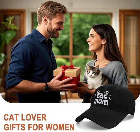 Cat Mom Hats, Cat Gifts for Women, Embroidered Washed Adjustable Baseball Caps for Cat Lovers Mama Wife, Cat Themed Gifts in Saudi Arabia