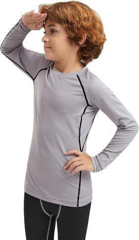 Boys' Compression Shirts Youth Long Sleeve Football Baseball Undershirt Sports Quick Dry Athletic Baselayer in Kuwait