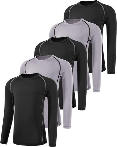 Boys' Compression Shirts Youth Long Sleeve Football Baseball Undershirt Sports Quick Dry Athletic Baselayer in Kuwait