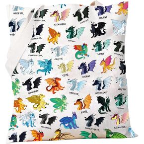 PXTIDY Wings Fire Dragon Dragonology Novel Gift Book of Dragons Darkstalker Tote Bag Fantasy Dragon Tribes Dragon Lovers Gift