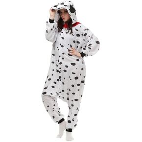 Spotty Dog Onesie Dalmatian costumes for Women Men Adult Unisex Halloween Party Christmas Animal Pajamas