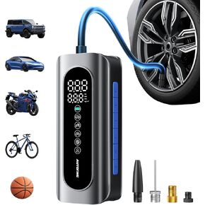 AUTOONE Tire Inflator Portable Air Compressor, 150PSI Air Pump for Car Tires with Tire Pressure Gauge, 3X Faster One Click Smart Cordless Tire Air Pump for Car, Motorcycle, Bike, Ball and More