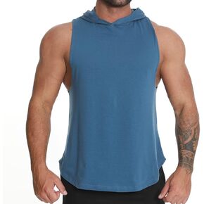 Men's Gym Sleeveless Hoodie Bodybuilding Muscle Tank Tops Breathable Fitness Workout Shirts